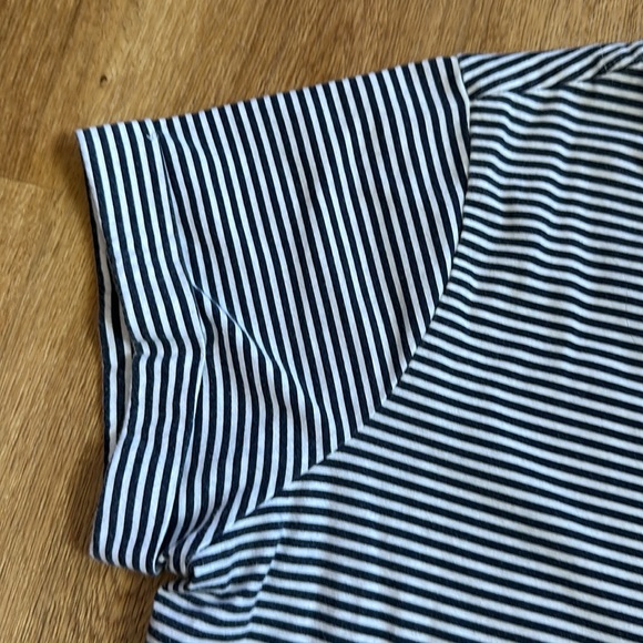 Lauren Ralph Lauren Striped Cuffed Short Sleeve Cotton Nightgown Mongram Logo - Picture 5 of 5